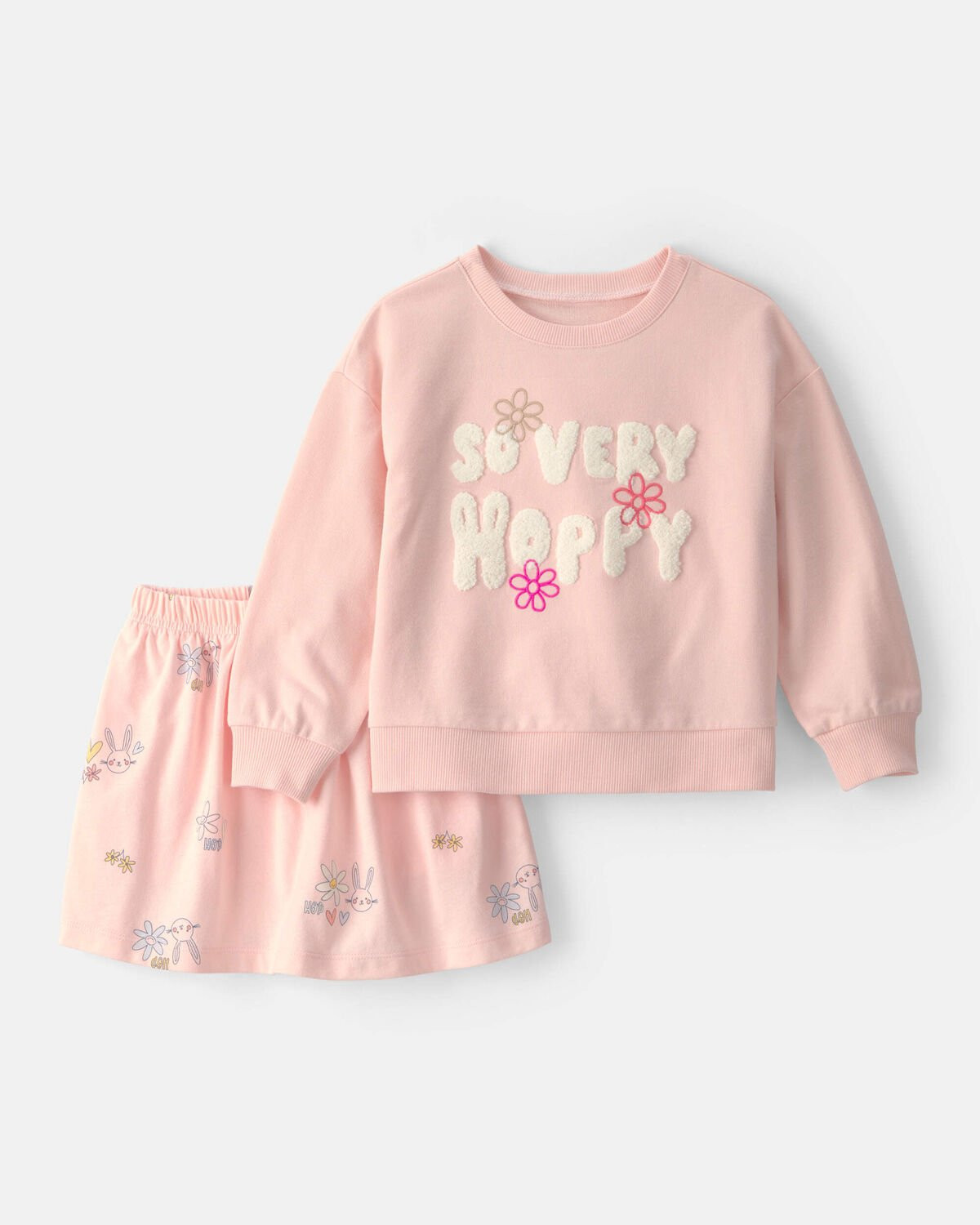 Toddler Girl 2-Piece Easter 'So Very Hoppy' French Terry Top & Skort Set - Pink | Carter's Inc