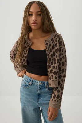 Leopard Jacquard Cardigan | Ardene Canada