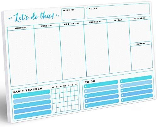 Large Weekly Planner Notepad Calendar - 52 8.5 x 11” Sheets Scheduler and Daily Habit Tracker for To | Amazon (US)