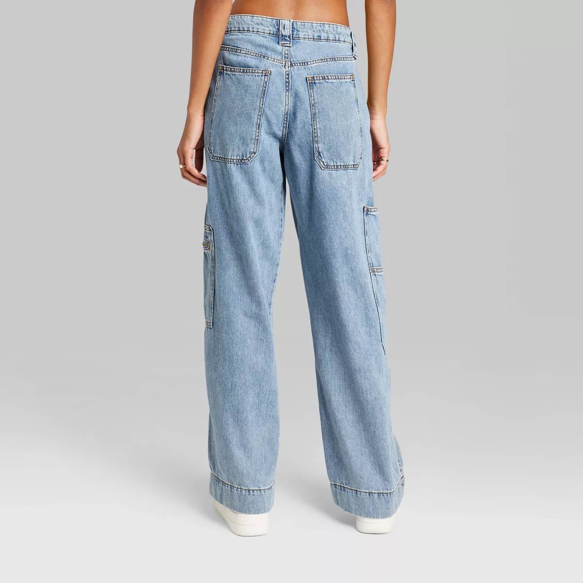 Women's High-Rise Cargo Baggy Jeans - Wild Fable™ Medium Wash | Target