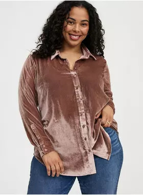 Lizzie Velvet Button-Up Shirt | Torrid (US & Canada)