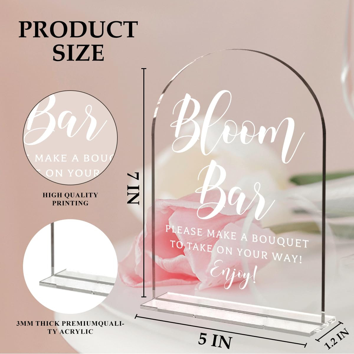 Wedding Sign Decor, Bloom Bar Sign for Reception Event Party,Bridal Shower Decorations, Wedding T... | Amazon (US)