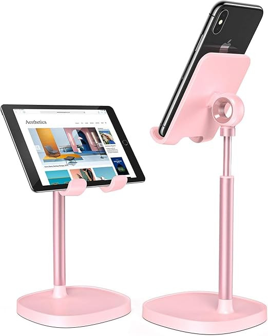 LISEN Pink Gifts Home Room Decor, Cute Phone Stand Desk Accessories for Women Office Supplies, Pi... | Amazon (US)