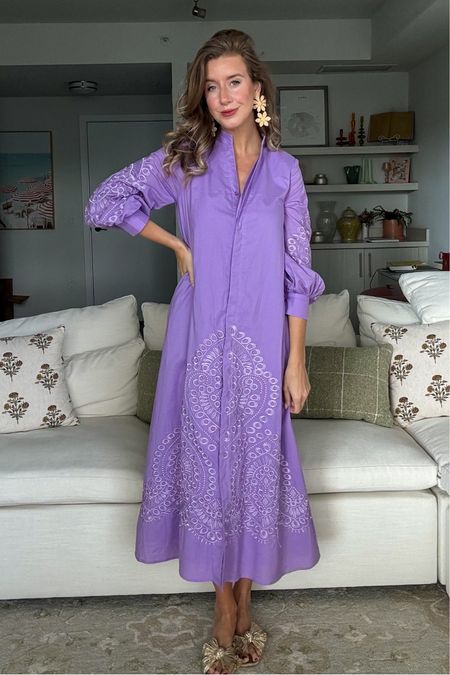 Purple embroidered caftan shirt dress! I sized down which I recommend, I’m wear an XXS! Great casual dress for traveling! 

#LTKSeasonal #LTKstyletip #LTKtravel