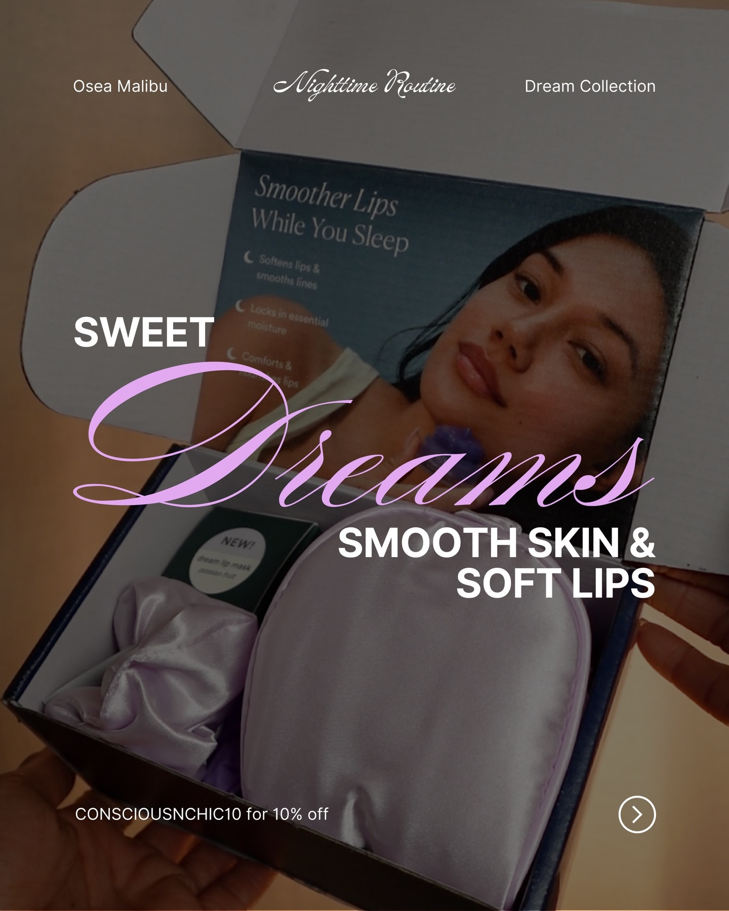 Nighttime lately 💜

OSEA just dropped their new Dream Lip Mask, so I had to try the full Dreams nighttime lineup together and it’s giving hydration + renewal, actives without irritation.

Basically: wake up looking rested & refreshed 😌

✨ NEW Dream Lip Mask: the star of the show today. Thick but comfortable, smooths overnight, and somehow still there when you wake up. 💋

✨ Dream Night Serum: lightweight, smoothing, bio-retinol + hyaluronic acid + peptides without irritation.

✨ Dream Night Cream: seals everything in so skin feels soft and balanced by morning. Vegan collagen lavender + hydration. Chef’s kiss! 

✨ Dream Body Serum: bio-retinol + algae + niacinamide because your body needs care too! 💜

OSEA is known for their seaweed-powered, vegan formulas, so this routine feels more nourishing than stripping which my skin loves.

Use code CONSCIOUSNCHIC10 for an EXTRA 10% off sitewide OseaMalibu.com 😘

Are you doing a full nighttime routine or keeping it lowkey these days? 

#OSEApartner #nightroutine #cleanbeauty #skincaretips #beautytips