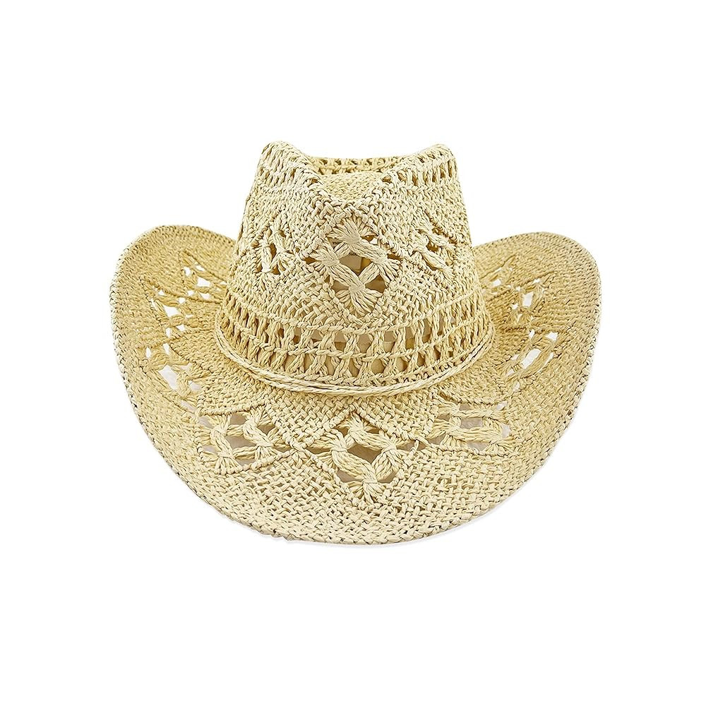 Women Straw Cowboy Hats, Sparkly Western Cowgirl Hat for Holiday, Foldable Vacation Beach Sun Hat... | Amazon (US)
