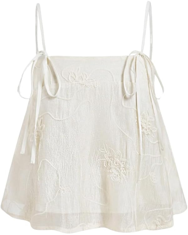 SOLY HUX Women's Spaghetti Strap Bow Tie Flowy Camisole Sleeveless Boho Crop Cami Tops Vacation O... | Amazon (US)