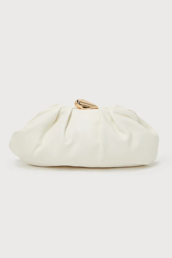 Welma White Gathered Clutch | Lulus