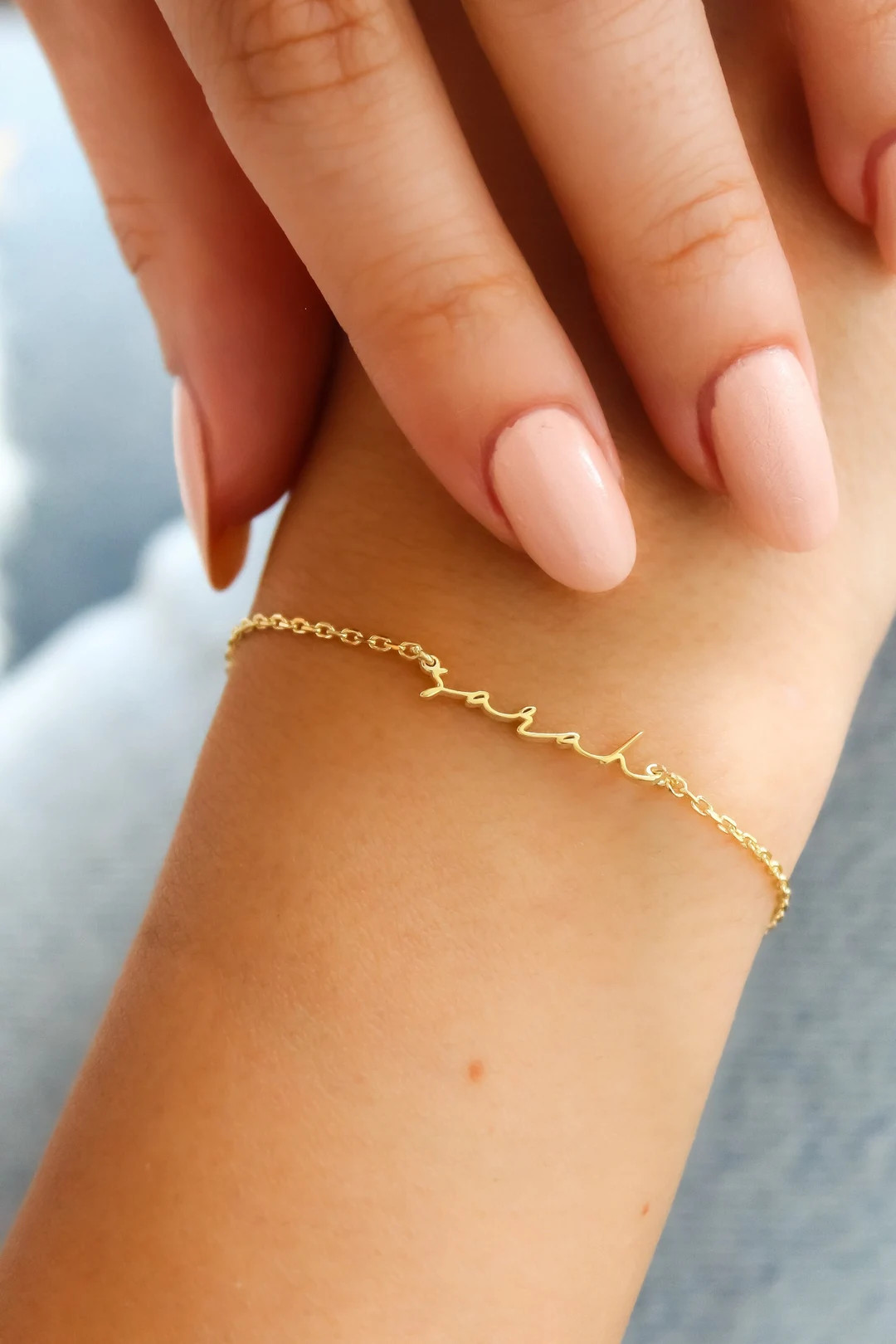 14K Gold Name Braceletpersonalized Name Braceletdainty - Etsy | Etsy (US)