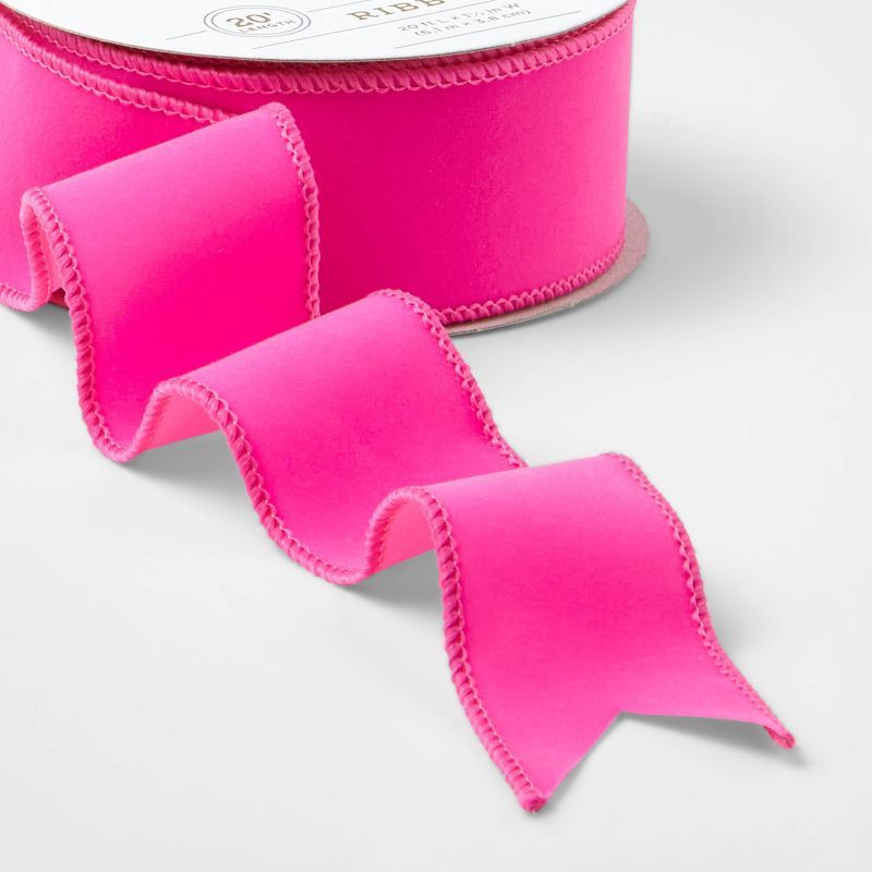 1.5" Velvet Fabric Ribbon Pink 20ft - Wondershop™ | Target