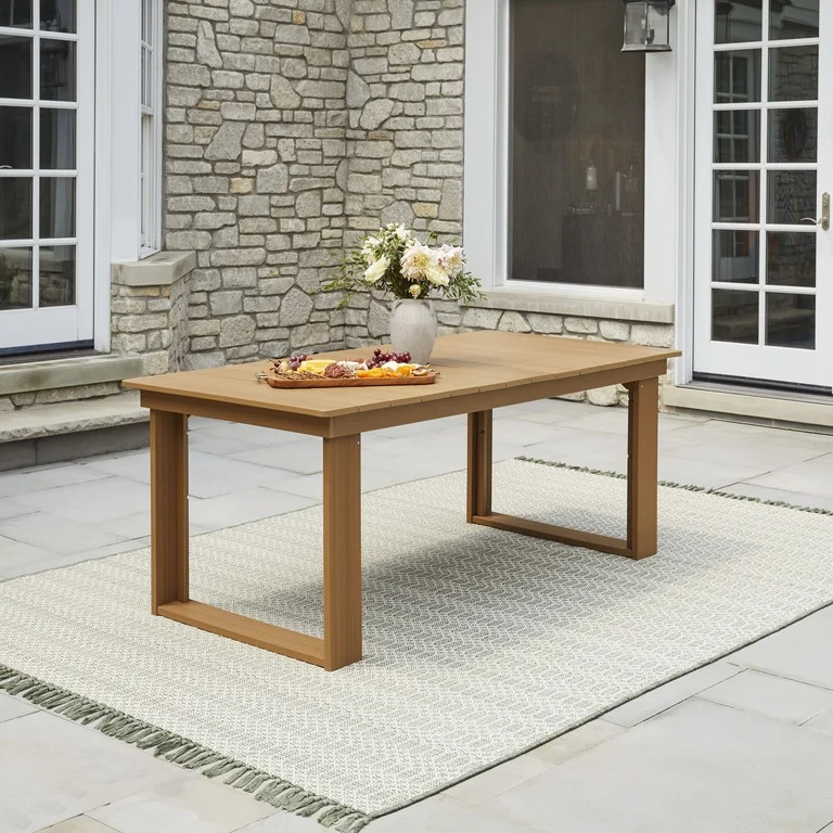 Better Homes & Gardens Ezra Outdoor HDPE Dining Table, Teak | Walmart (US)