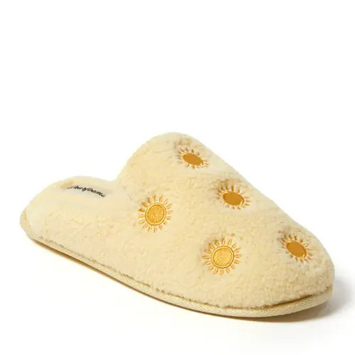 DEARFOAMS Yellow Sun Teddy Scuff Slipper in Honey Blossom at Nordstrom, Size Small | Nordstrom