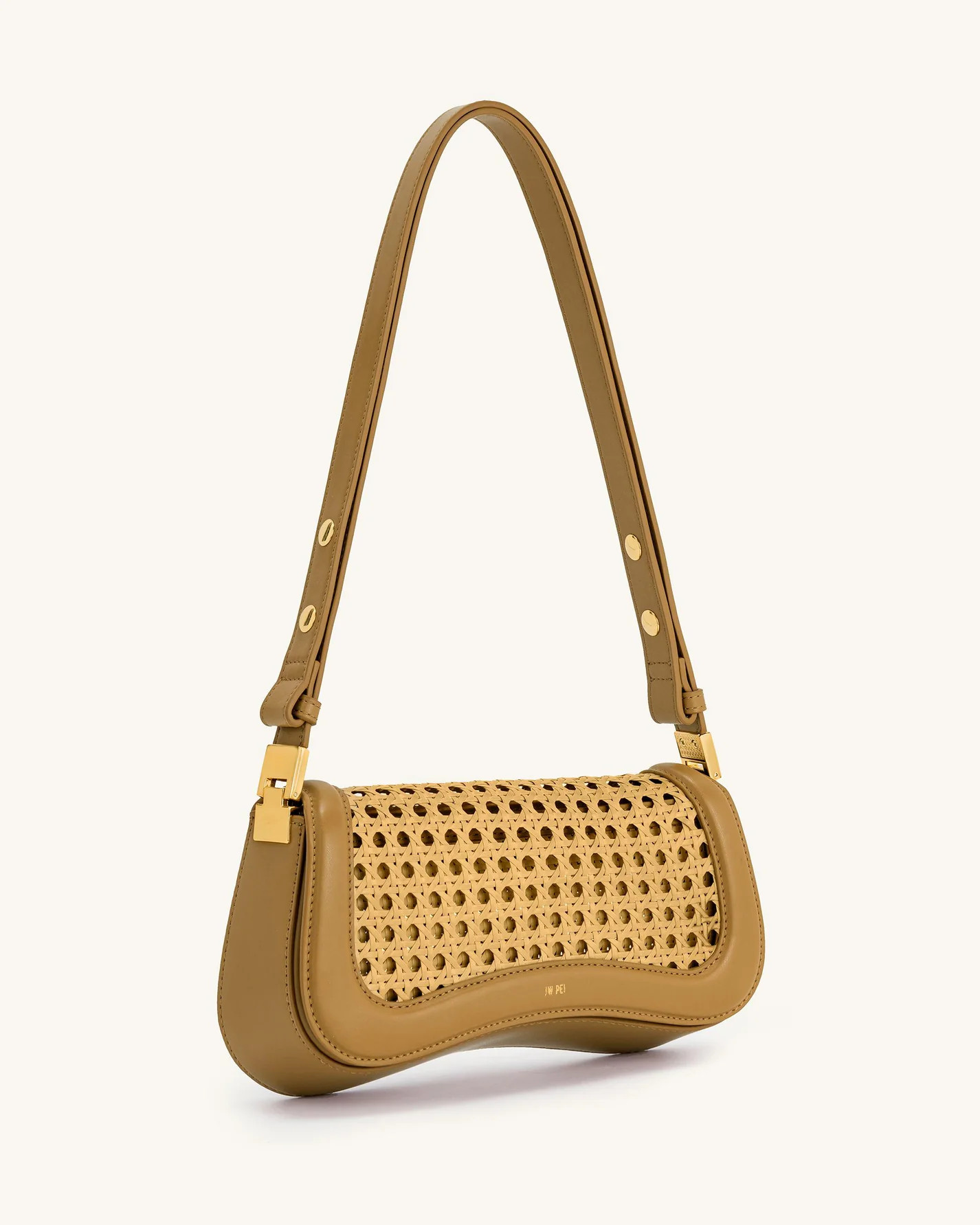 Joy Faux Bamboo Woven Shoulder Bag - Brown | JW PEI US