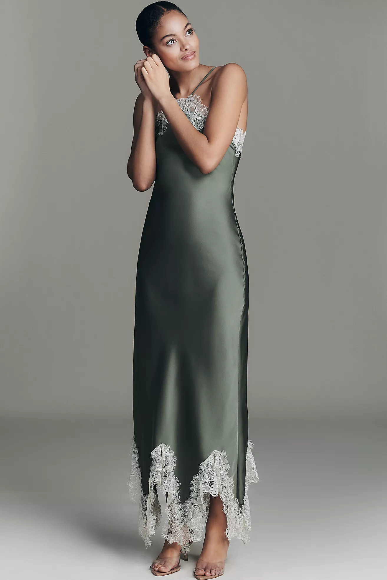 RMN Studio Satin Lace Slip Dress | Anthropologie (US)