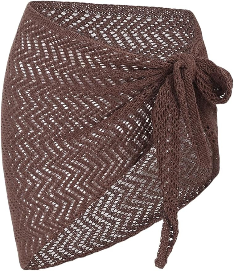 ZAFUL Sarong Coverups for Women Beach Vacation Fishnet See Thru Tie Side Bathing Suit Cover Up Mi... | Amazon (US)