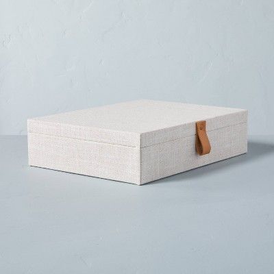 Fabric Storage Box with Faux Leather Accent Cream - Hearth & Hand™ with Magnolia | Target