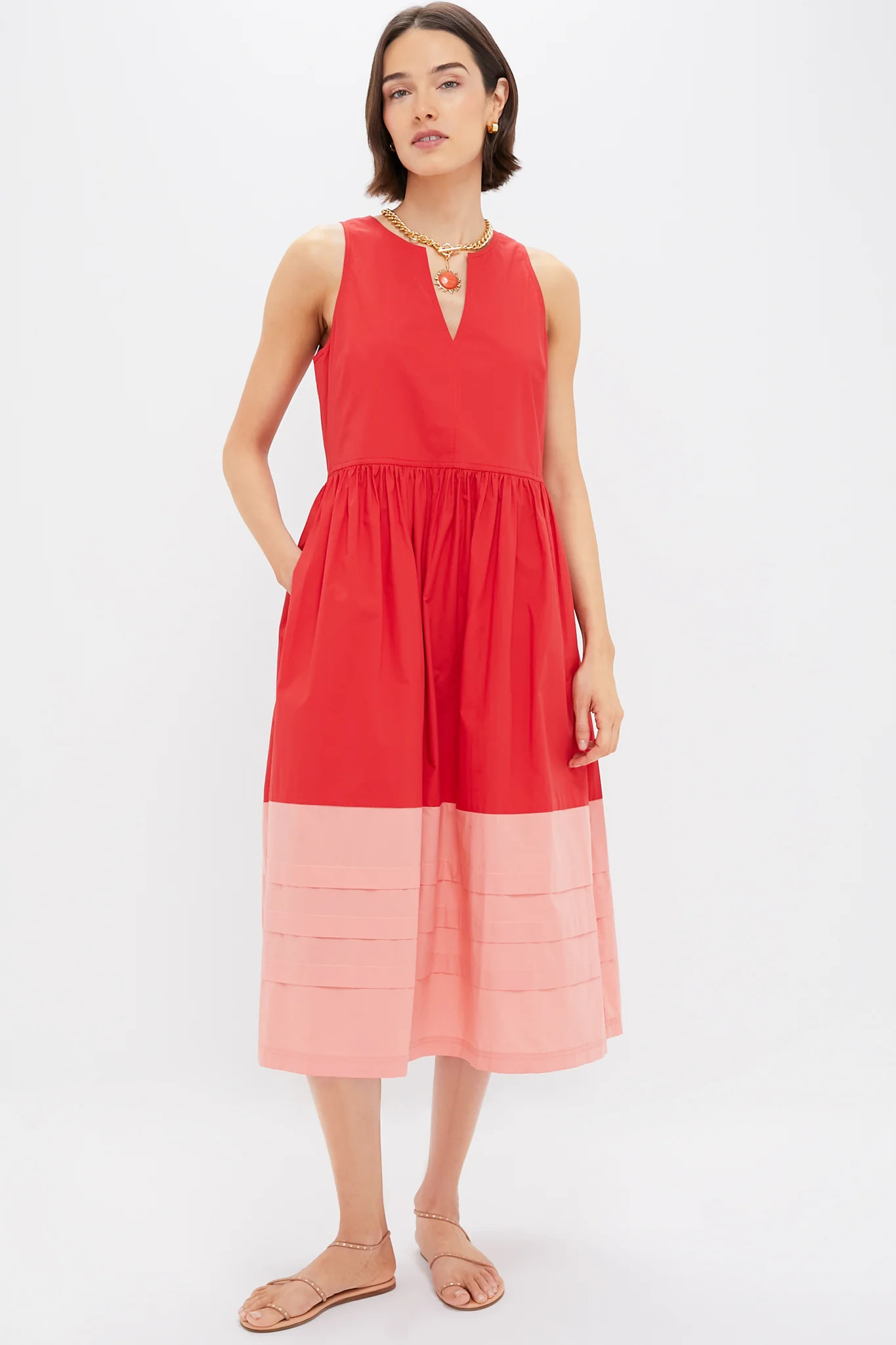 Poppy and Coral Colorblock Cotton Elsie Dress | Tuckernuck (US)