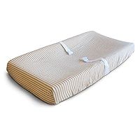 mushie Extra Soft Muslin Fitted Changing Pad Cover (Natural Stripe) | Amazon (US)