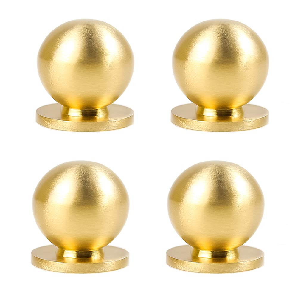 RZDEAL 4pcs 1"x1-1/16"(25mmx27mm) Diameter Round Solid Brass Pulls Antique Cabinet Drawer Small Hand | Amazon (US)