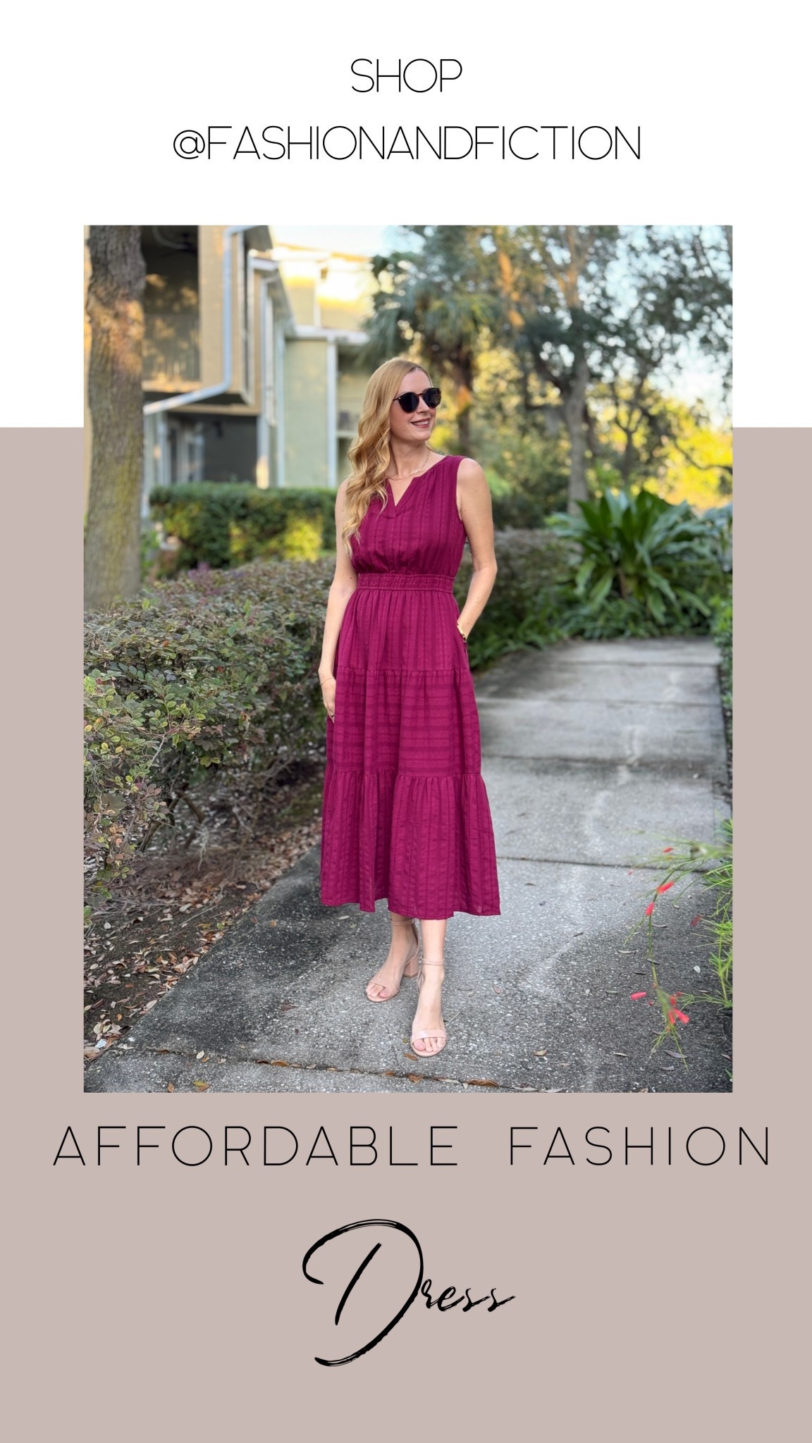 This exact dress style hasn’t been released on Amazon yet so I’ve tagged a similar one. I’ll be sure to update as soon as this style is available. Wearing size small. Fit TTS. Love the pockets and stretchy waistband.