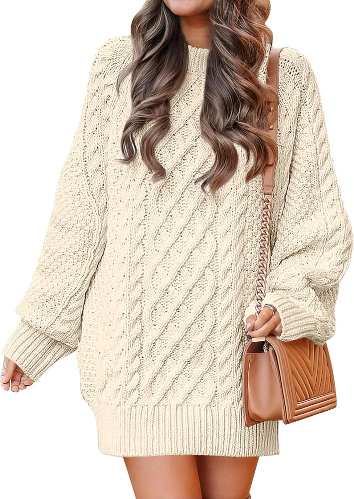 ANRABESS Sweater Dress for Women Oversized Cable Knit Fall Long Sleeve | Amazon (US)