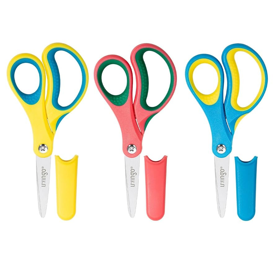 LIVINGO 5" Kids School Scissors: Small Safety Scissors Pointed Tip, Soft Handle Right Left Handed... | Amazon (US)