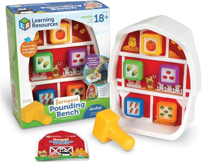 Learning Resources Barnyard Pounding Bench, Farm Animals for Kids,Fine Motor Skills for Ages 18 M... | Amazon (US)