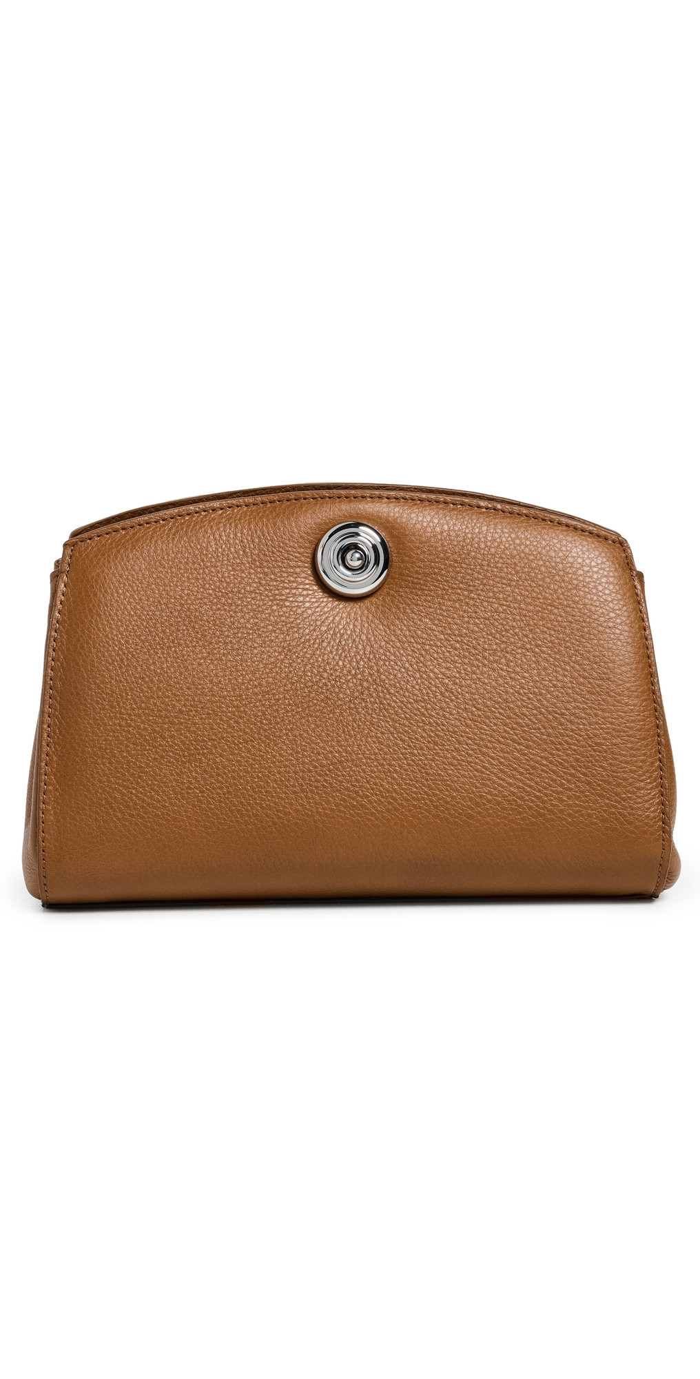 Liffner Pushlock Clutch Saddle Brown Silver Hardware One Size | Shopbop