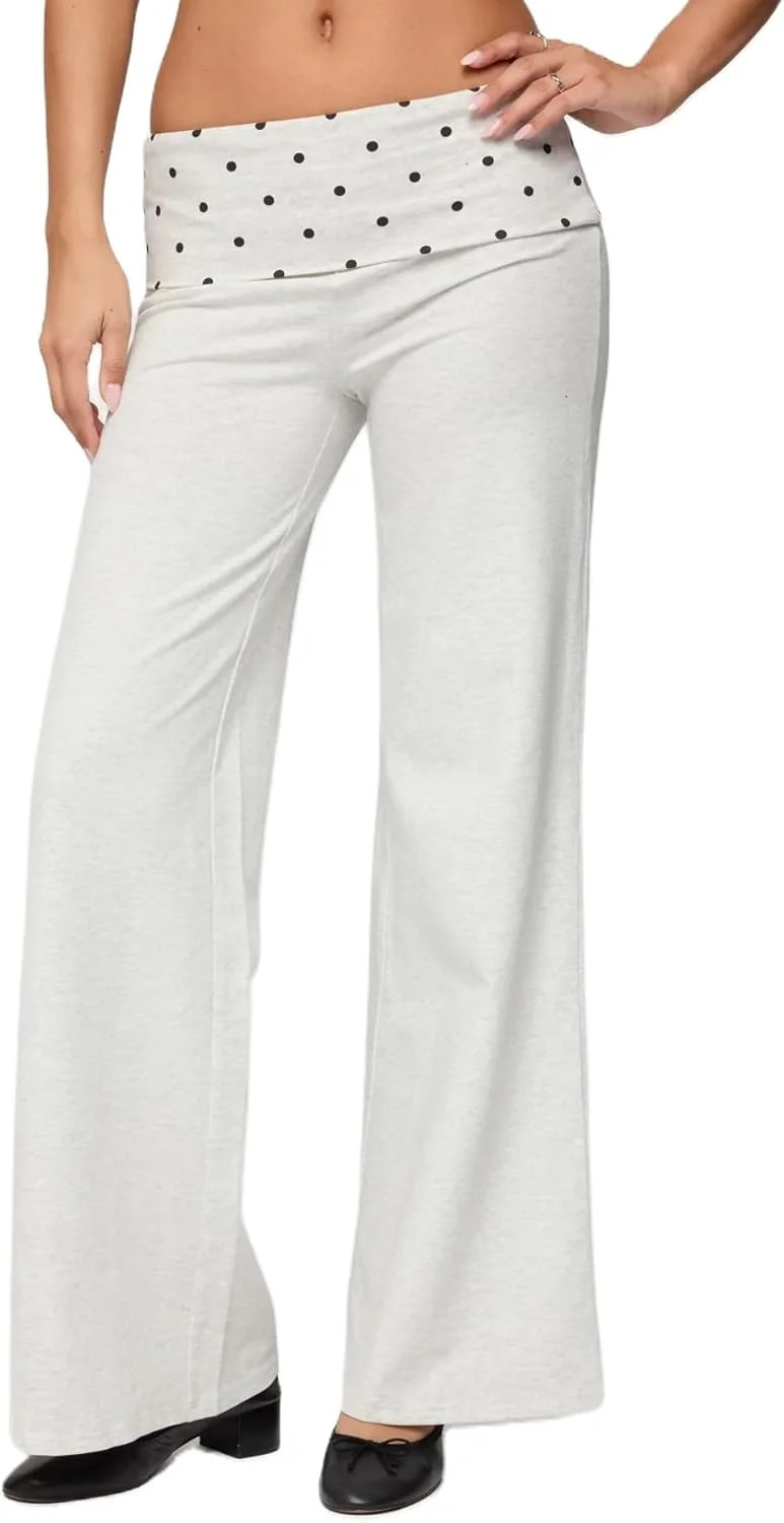 BAKREP Women's High Waisted Wide Leg Palazzo Pants, Women Fold Over Yoga Pants Elastic Low Rise W... | Walmart (US)