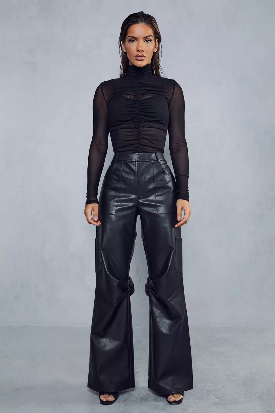 Premium Leather Look Relaxed Trousers | Boohoo.com (UK & IE)