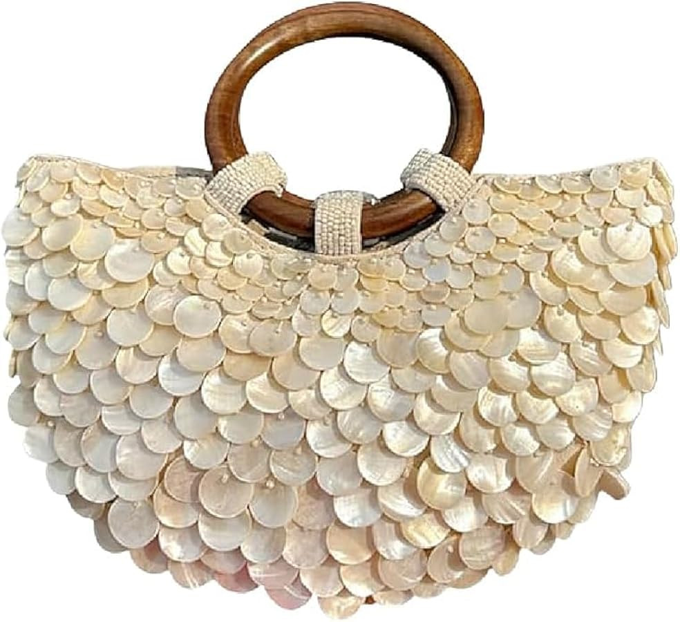 Summer Shell Beaded Purses,Sequin Pearl Bag for Women Luxury grace for Beach Wedding Party Vacati... | Amazon (US)
