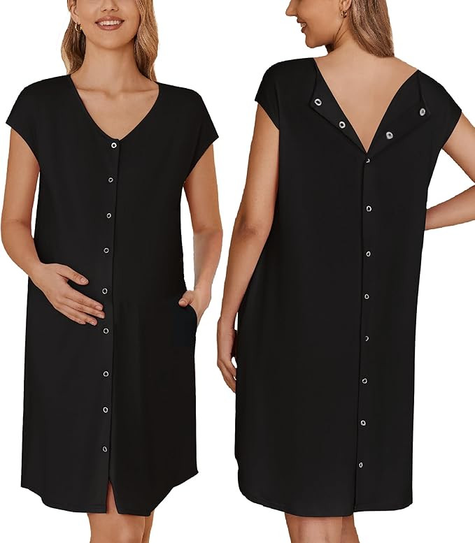 Ekouaer Labor/Delivery/Hospital Gown Nursing Nightgown Maternity Sleepwear With Pockets Postpartu... | Amazon (US)