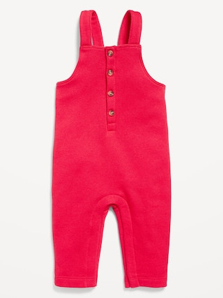 Fleece Button-Front Overalls for Baby | Old Navy (US)