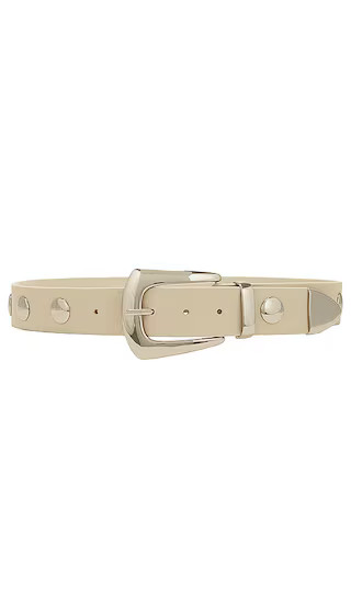 Jordana Mini Moto Belt in Bone & Silver | Revolve Clothing (Global)