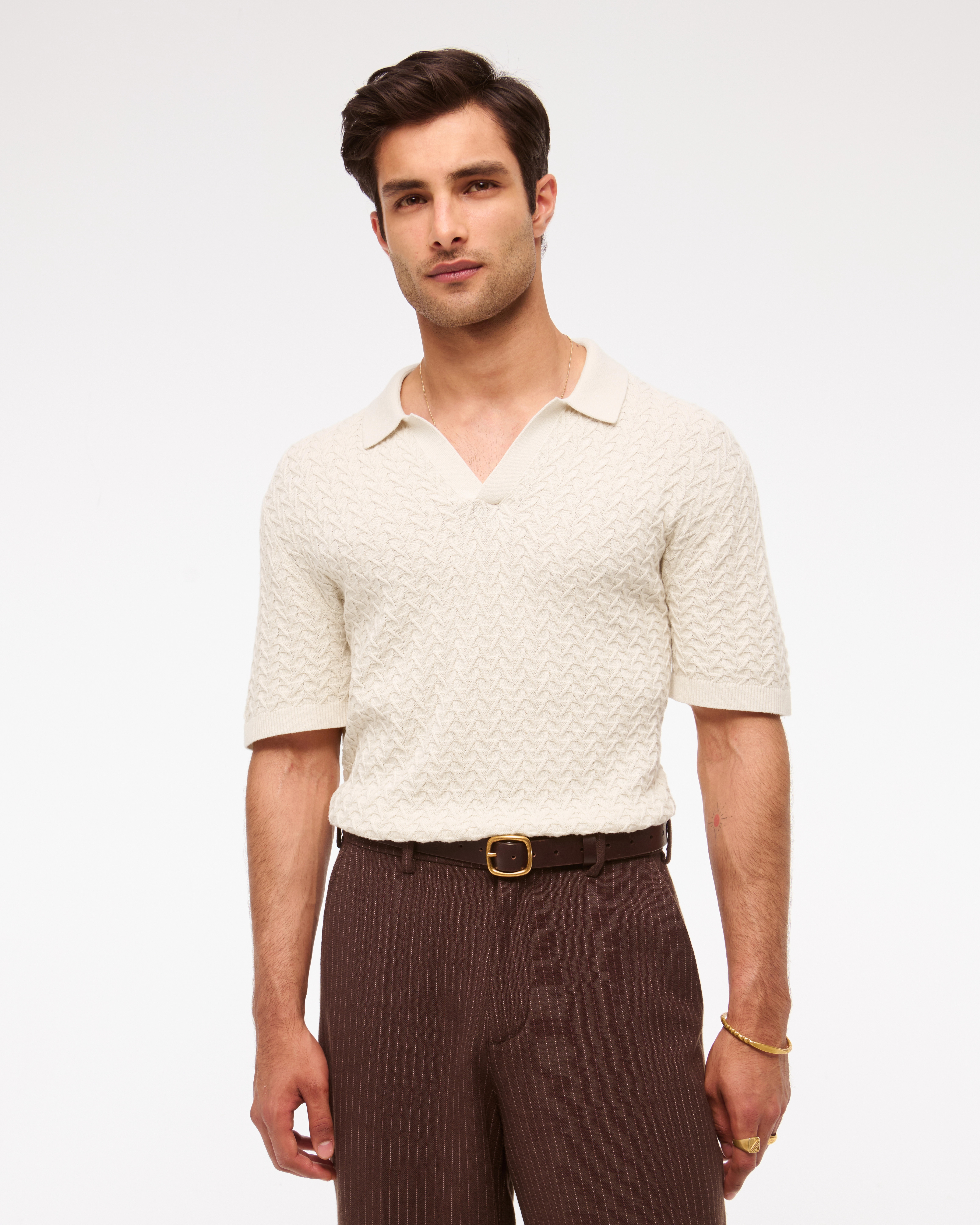 Pima Cotton Johnny Collar Sweater Polo | Abercrombie & Fitch (US)