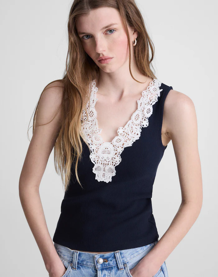 Lace-Trim V-Neck Tank | Madewell