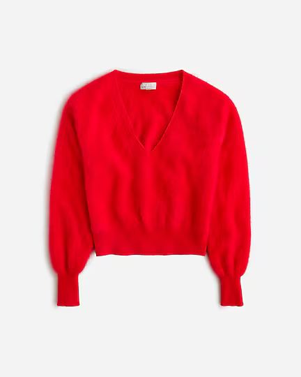 Brushed cashmere cropped V-neck sweater | J.Crew US