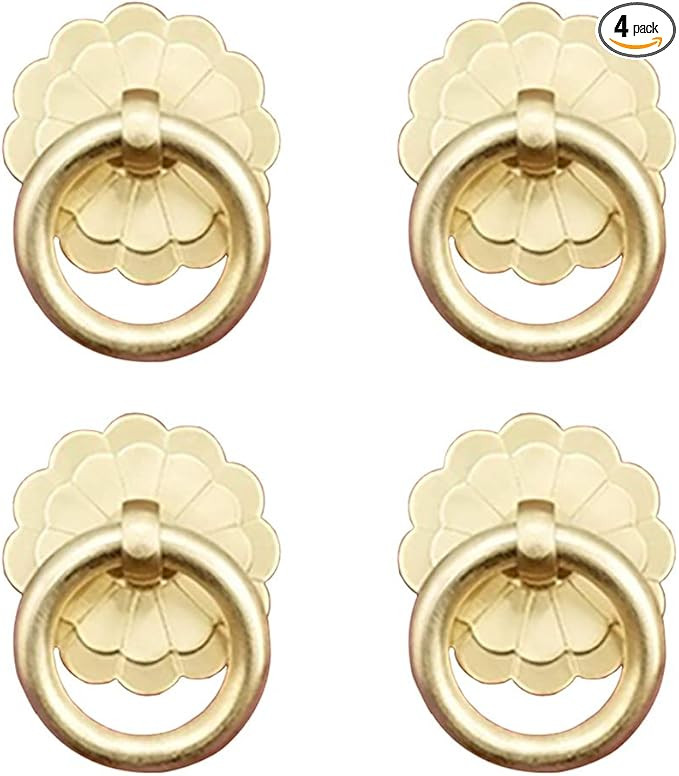 4Pcs Antique Brass Ring Pulls Handle Kitchen Cabinets Wardrobe Drawer Vintage Furniture Hardware ... | Amazon (US)