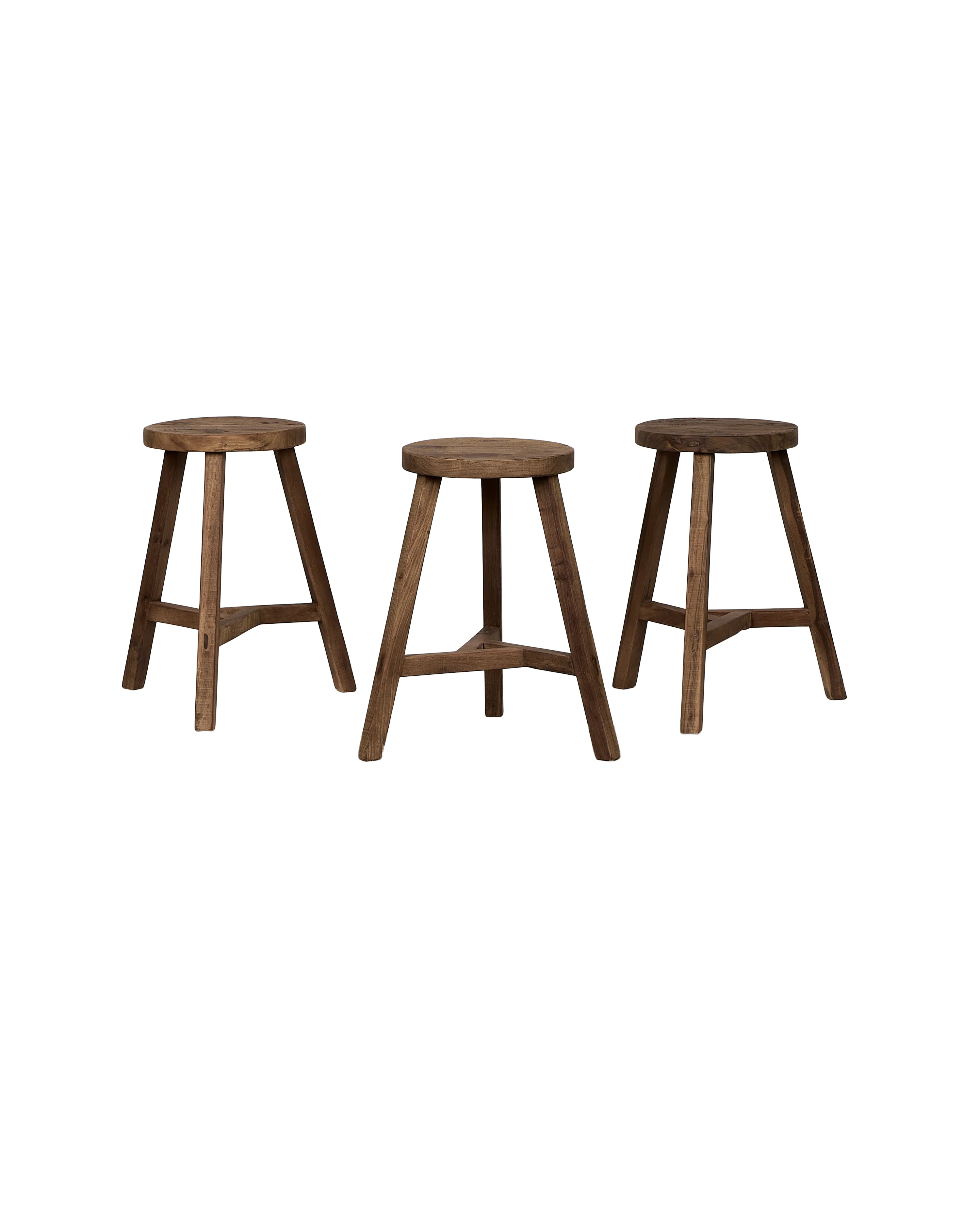 Round Reclaimed Wood Stool | Stools | Designed by OLIVE ATELIERS | Olive Ateliers