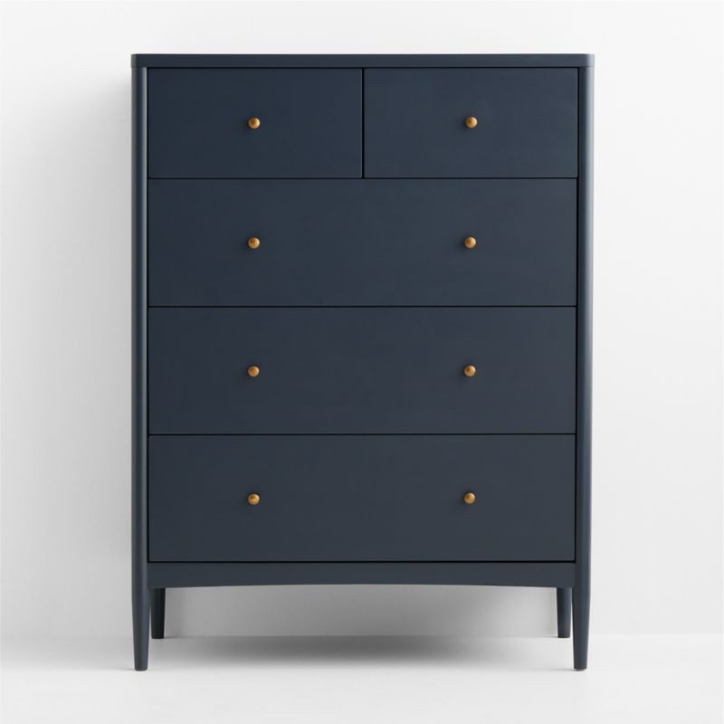 Hampshire 36" Navy Blue Wood Tall 5-Drawer Kids Dresser | Crate & Barrel