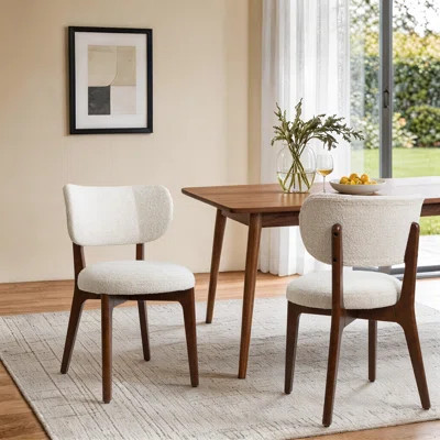 19.69'' H Boucle Fabric Upholstered Solid Wood Dining Side Chair | Wayfair North America