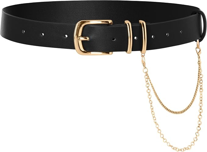 Scarlet Darkness Women's Faux Leather Waist Belt with Detachable Chain | Amazon (US)
