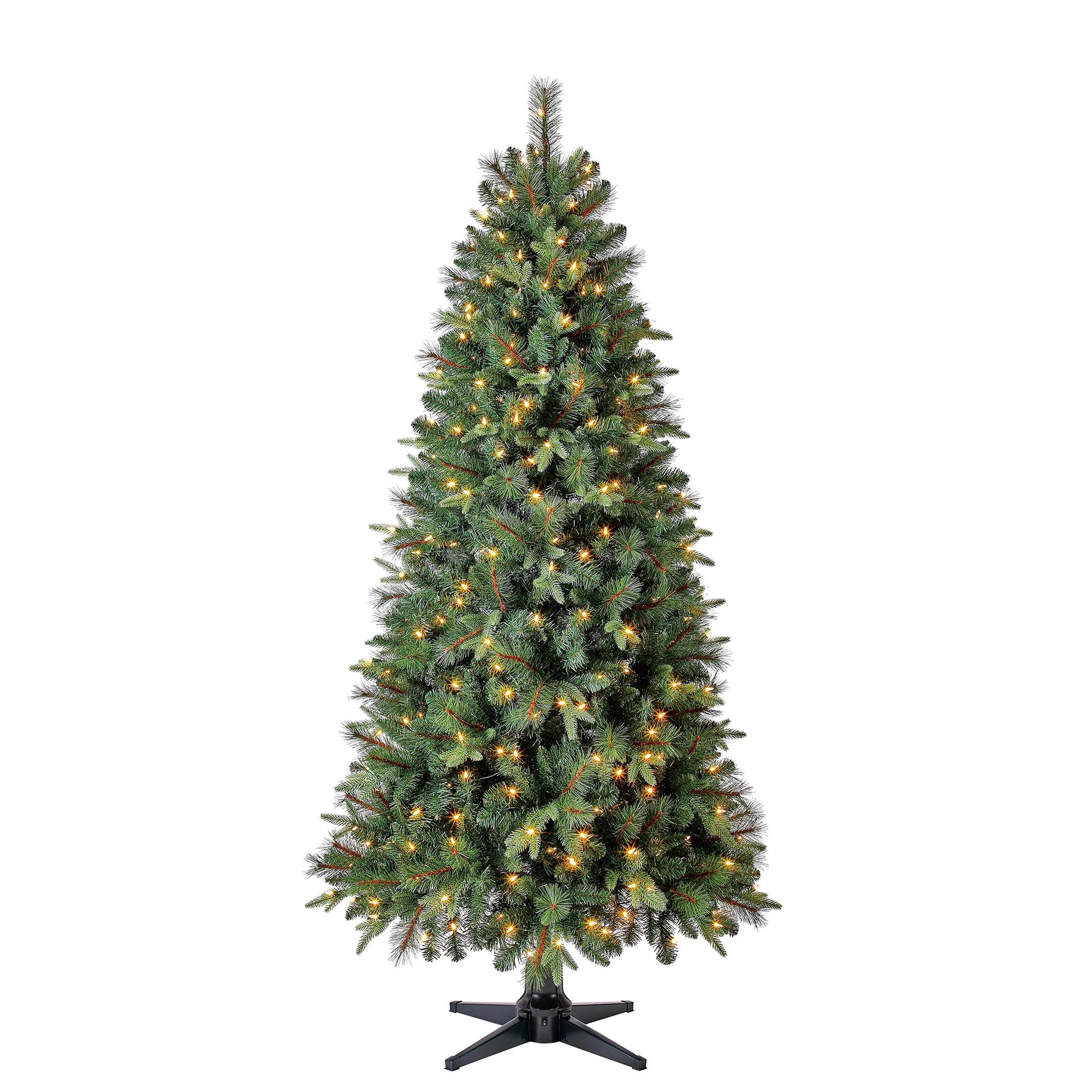 Holiday Time Pre-Lit Brookfield Fir Artificial Christmas Tree, Clear LED Lights, 7' - Walmart.com | Walmart (US)