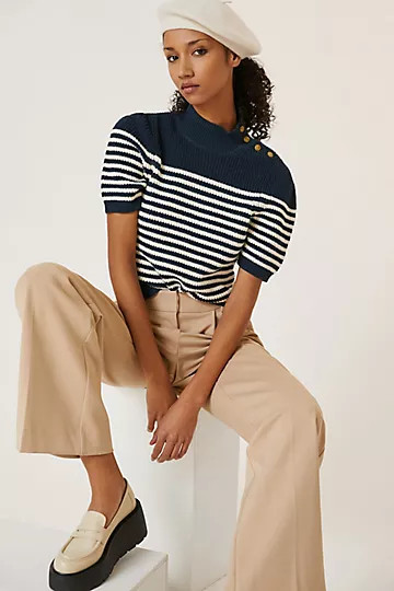 Maeve Puff-Sleeved Sweater Tee | Anthropologie (US)