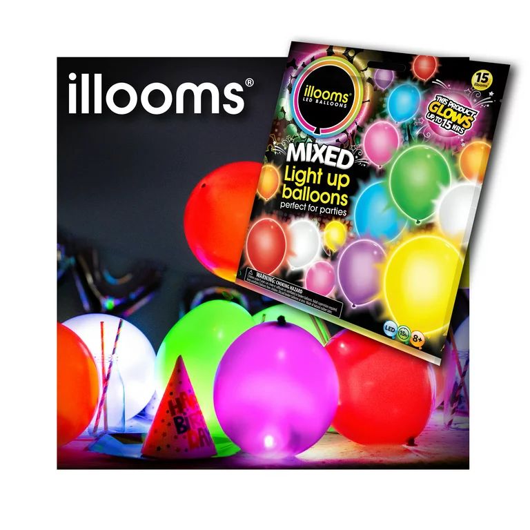 Illooms Latex Light up Balloons, Assorted Colors, 15 Pack - Add fun and excitement to your Party ... | Walmart (US)