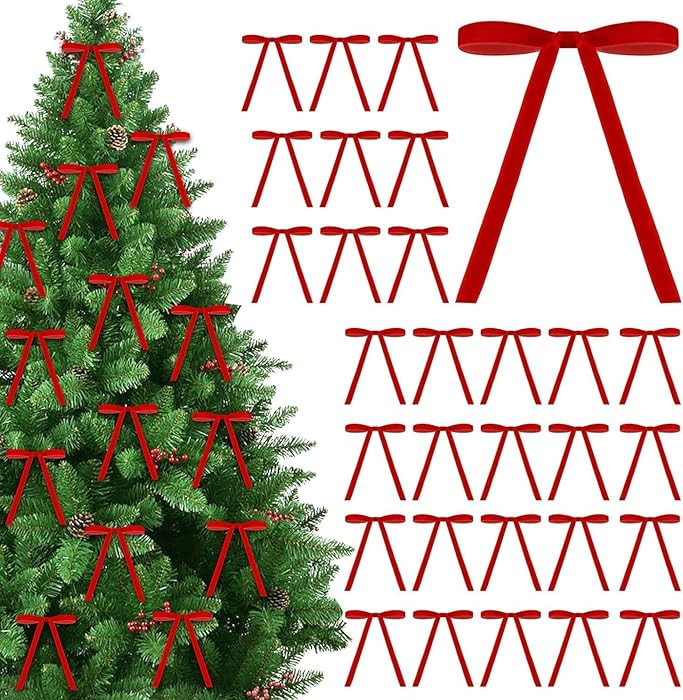 Brightown Lazos de terciopelo para árbol de Navidad, 30 unidades, 5 x 7 pulgadas, decoraciones d... | Amazon (US)