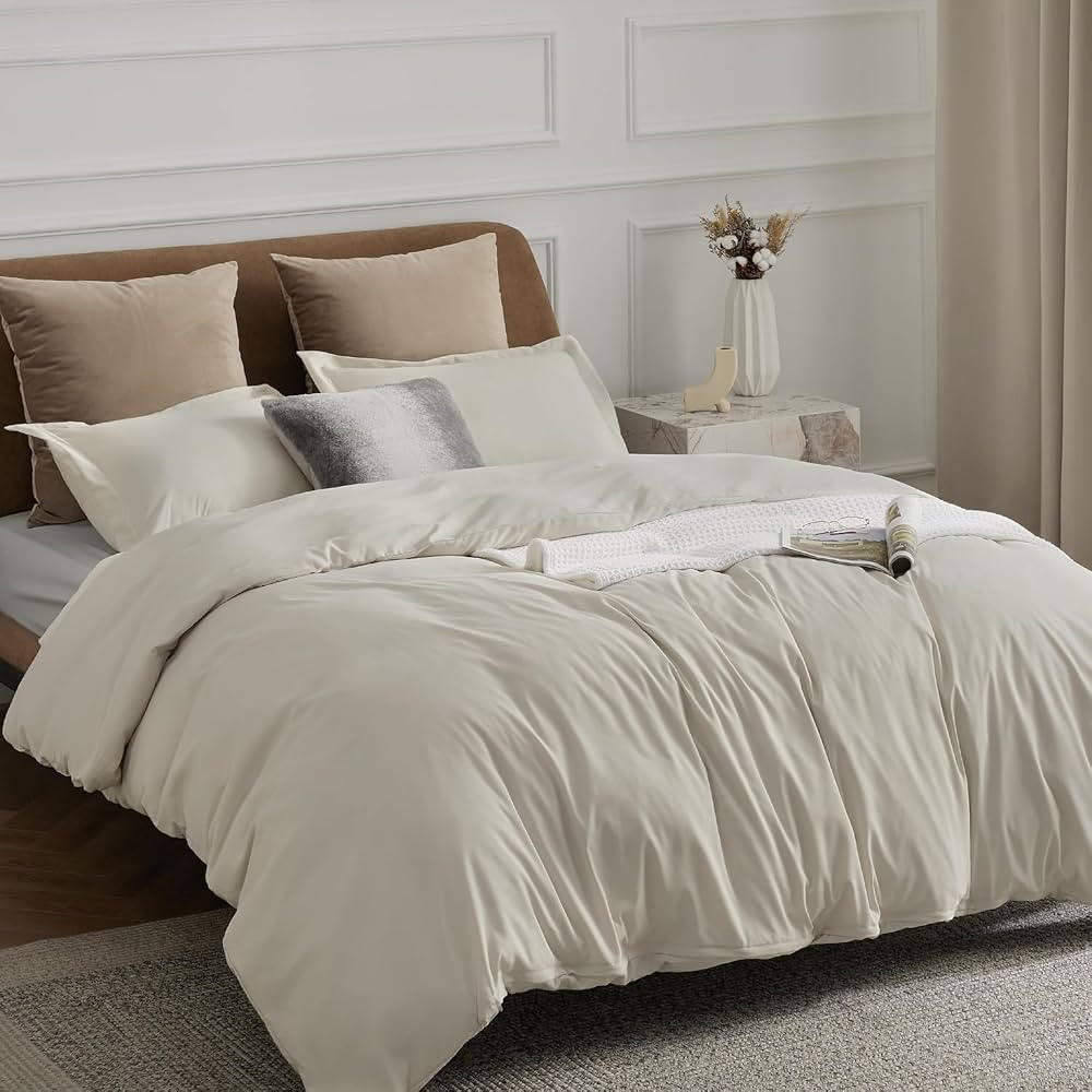 Bedsure Linen Duvet Cover Oversized Queen Size - Soft Double Brushed Duvet Cover for Kids with Zi... | Amazon (US)