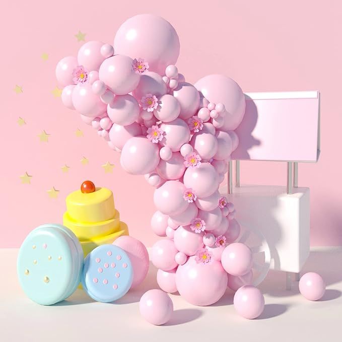 MOMOHOO Guirnalda de globos de color rosa pastel, 100 unidades de 18/12/5 pulgadas, globos de col... | Amazon (US)