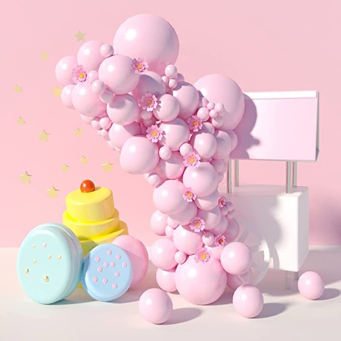 MOMOHOO Guirnalda de globos de color rosa pastel, 100 unidades de 18/12/5 pulgadas, globos de col... | Amazon (US)