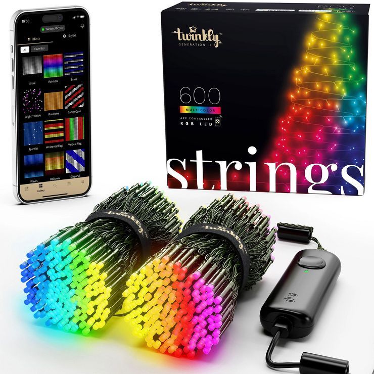 Twinkly LED RGB String Lights, Bluetooth WiFi and App-Controlled Lights for Home and Bedroom | Target